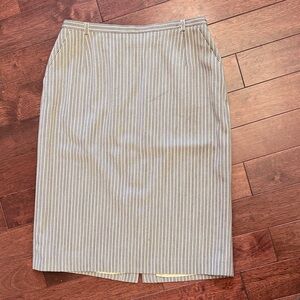 Escada Tan Black Lined Wool Silk Blend Pencil Skirt 42